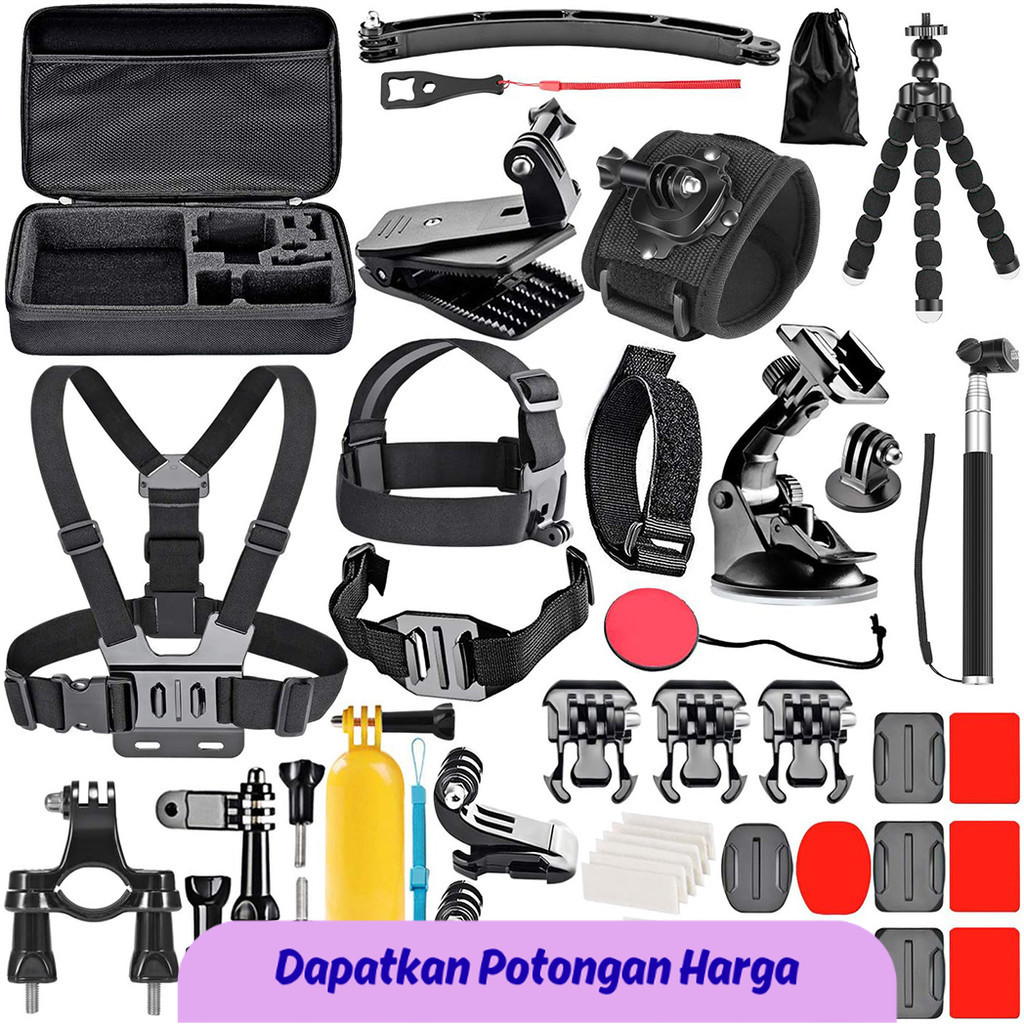 SSN Pro 50-in-1 Adventure Kit for GoPro 13/12/11, DJI Action 5/4, Insta360 Ace - 360° Bike/Helmet/Ch