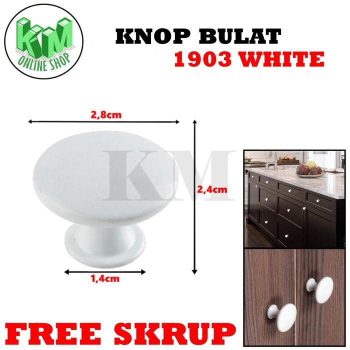 Knob Knop Bulat 1903 Handle Tarikan Laci Pintu Lemari Emas, Hitam, Putih