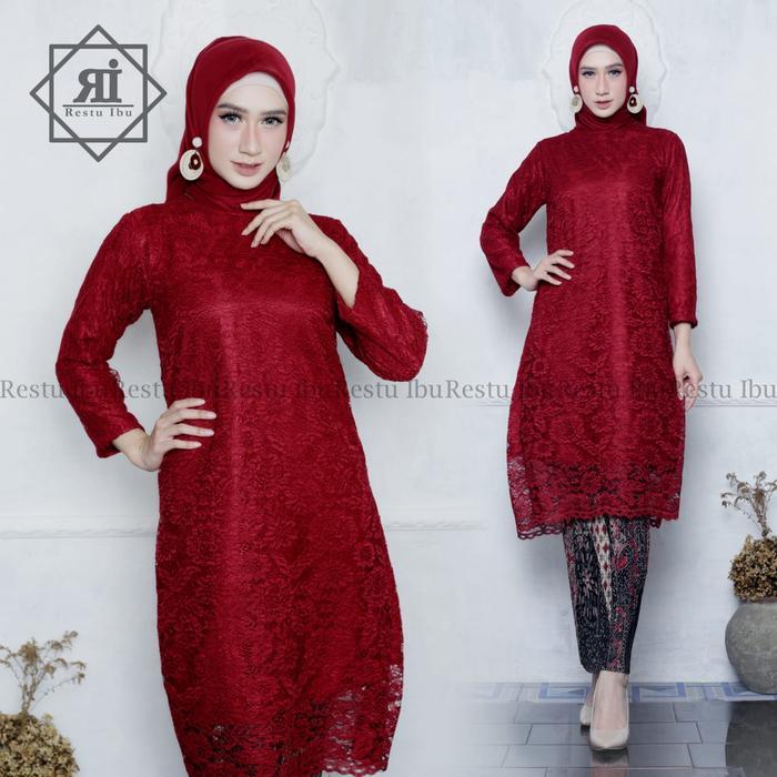 Set Kebaya Tunik Brukat/Kebaya Modern/Kebaya Kondangan/Kebaya Pesta/Kebaya Wisuda Atasan Brokat - NA