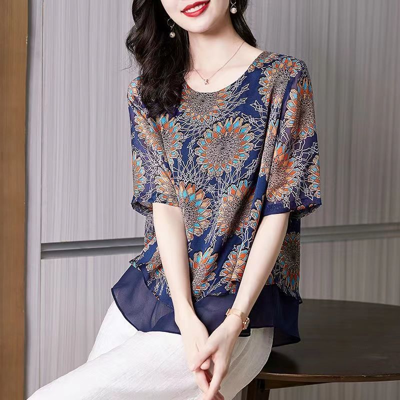 Blus sifon plus-size bergaya baru untuk wanita