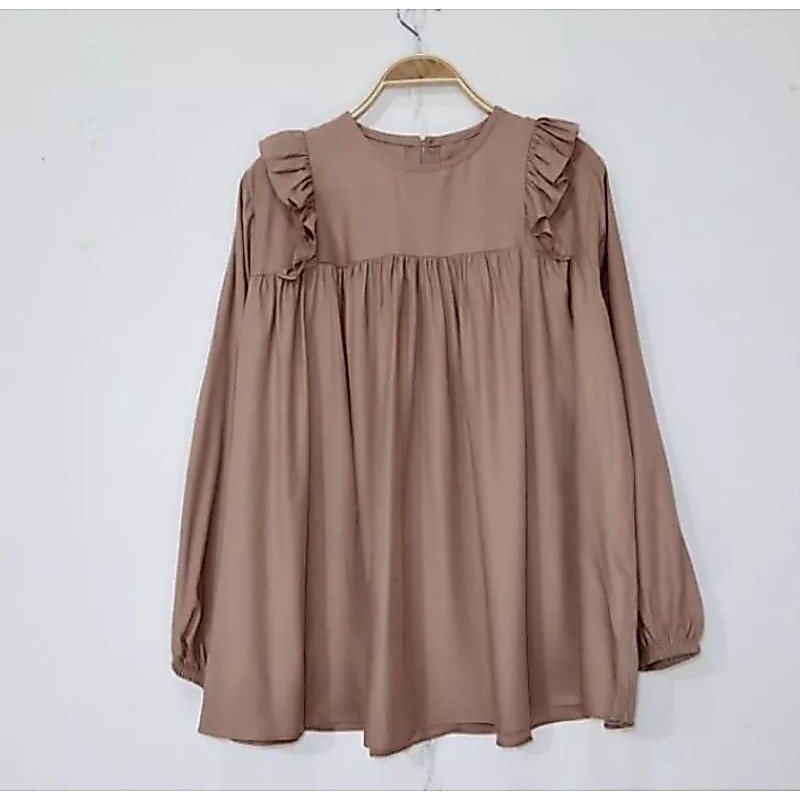 ATASAN BLOUSE REMPEL/blouse wanita kancing belakang