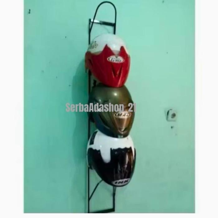 Rak helm/tempat helm/rak dinding susun 5 - Hitam, susun 5