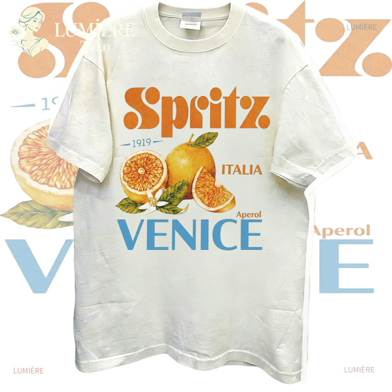 [COD]LUMIÈRE Toko|Kaos Wanita Lengan Pendek Oversized T Shirt Atasan Wanita Korea Style Motif Spritz