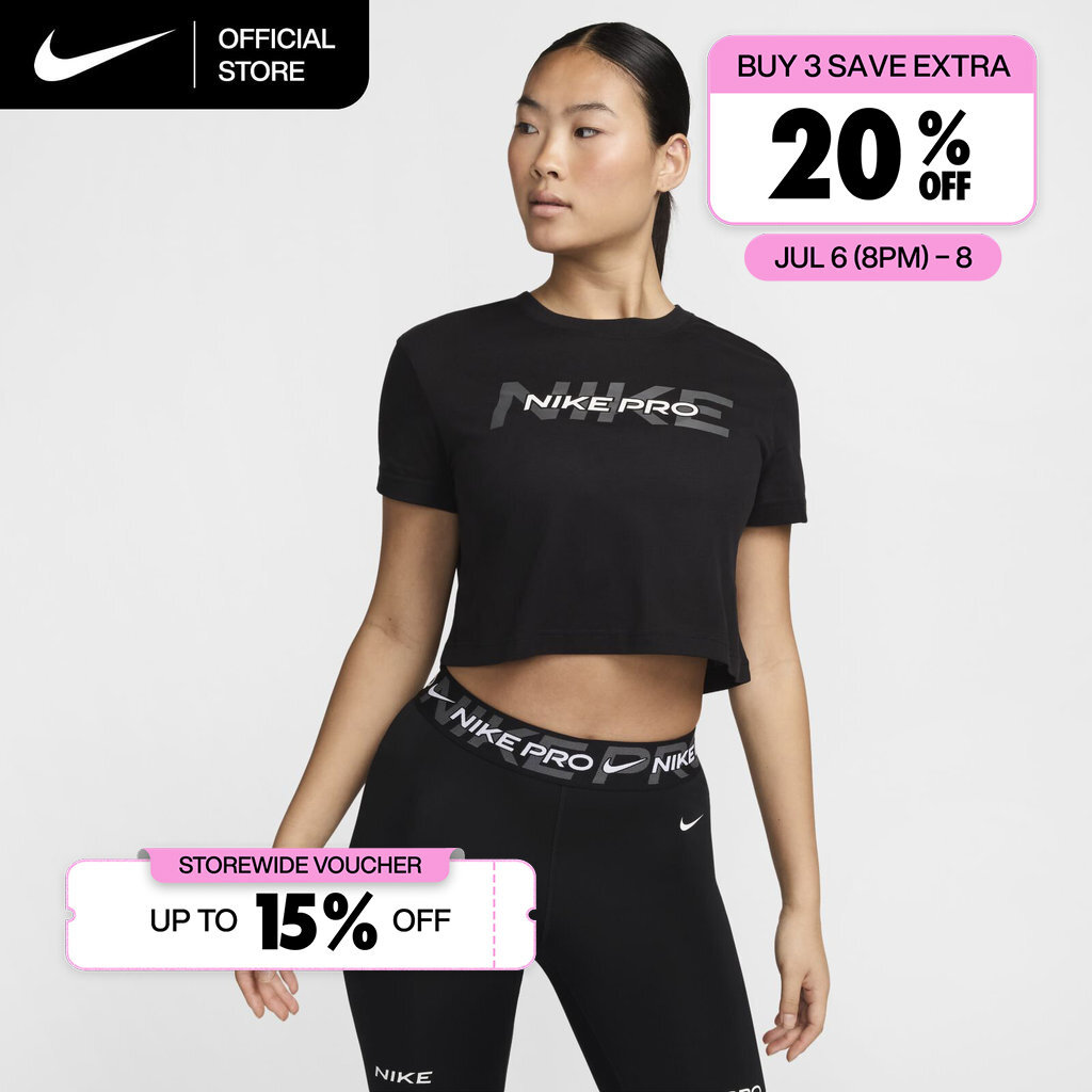 Nike Women's Pro Short-Sleeve Cropped T-Shirt - Black [HF0764-010]