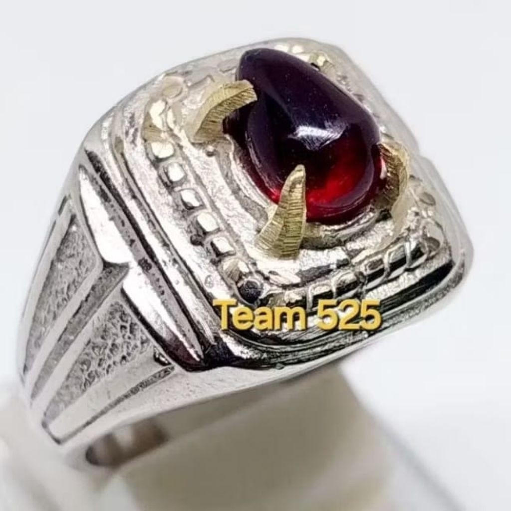 Cincin batu akik merah siam bentuk tetes air dim 5-6 mm batu akik pria terlaris Batu akik