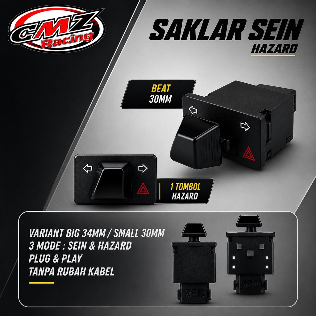 Saklar Sein Hazard Beat Small Universal | Tombol Hazard Motor Honda Beat | Switch Lampu Sein Hazard 