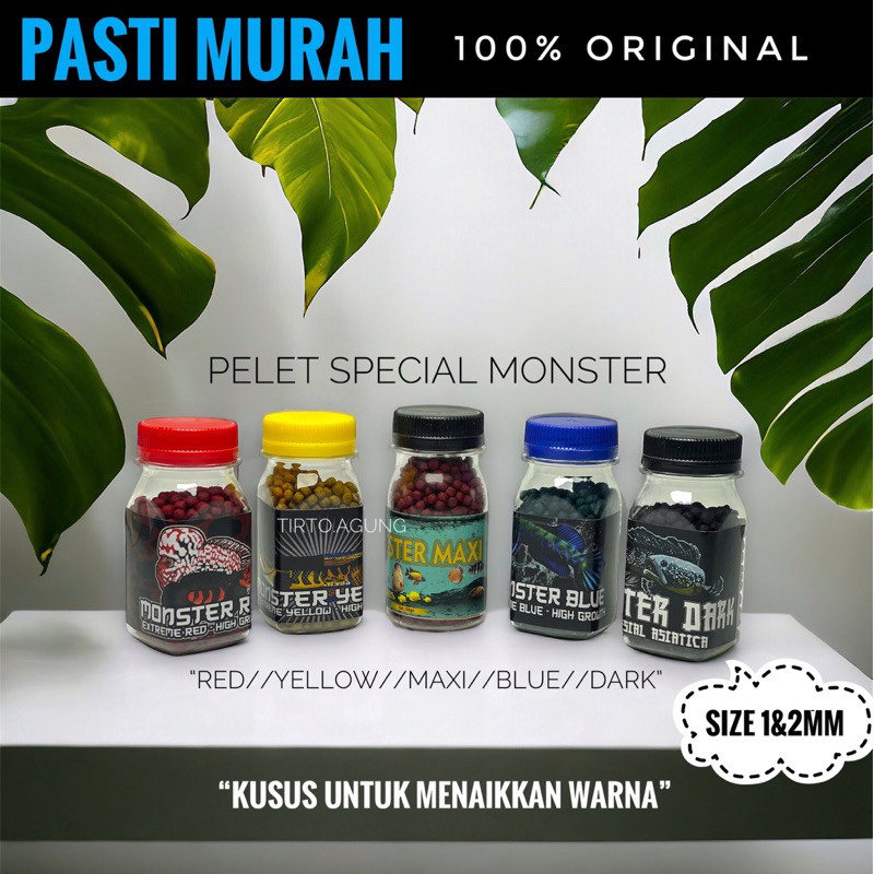 promo pelet premium monster suplement warna semua ikan hias 1mm 2mm extreme pakan warna caropile red