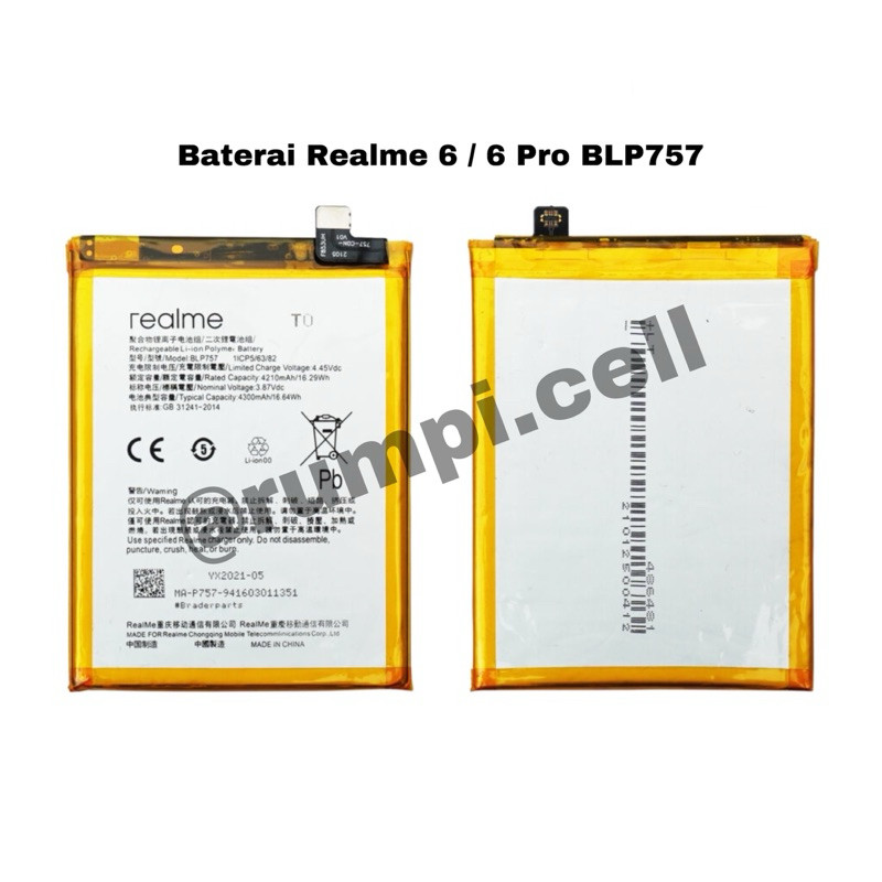 Baterai Realme 6 Realme 6i Realme 6 Pro BLP757
