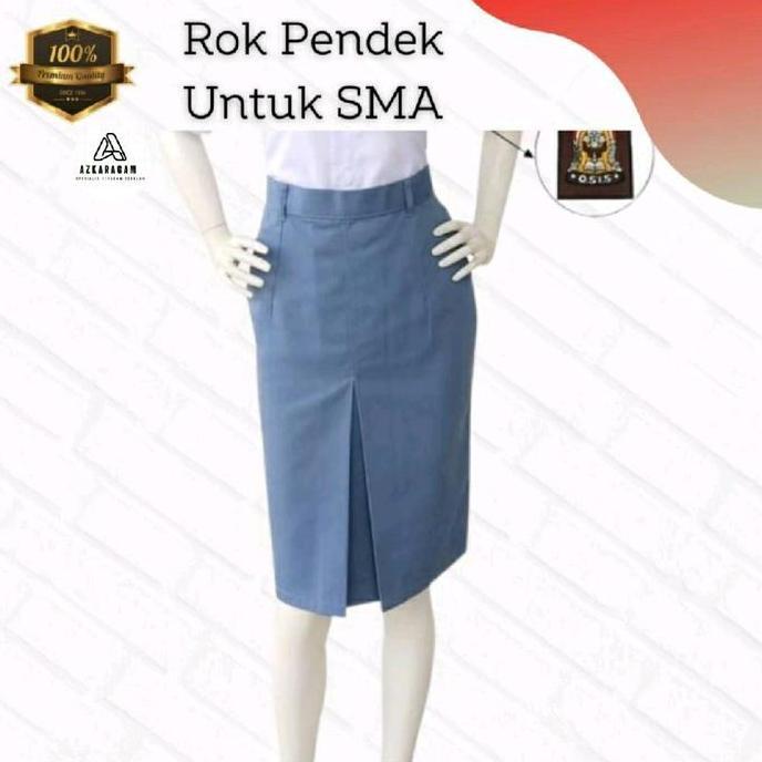 Seragam Sekolah Rok Span Pendek SMA Lipit 1/Wiru 1 Depan warna Abu-abu dan coklat