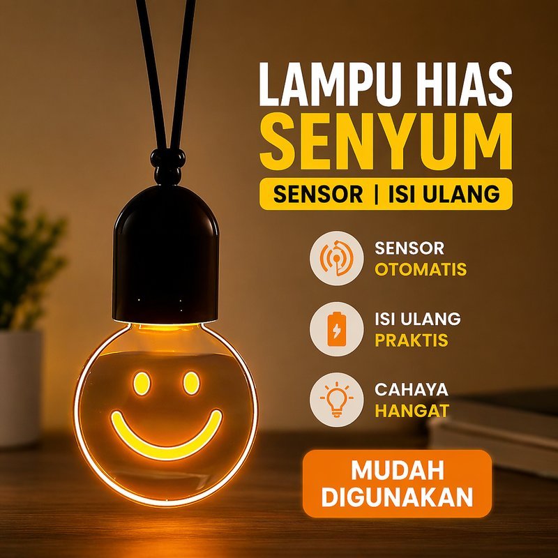 Lampu Gantung Mobil Wajah Senyum Retro Sensor Isi Ulang Aksesoris Interior Mobil