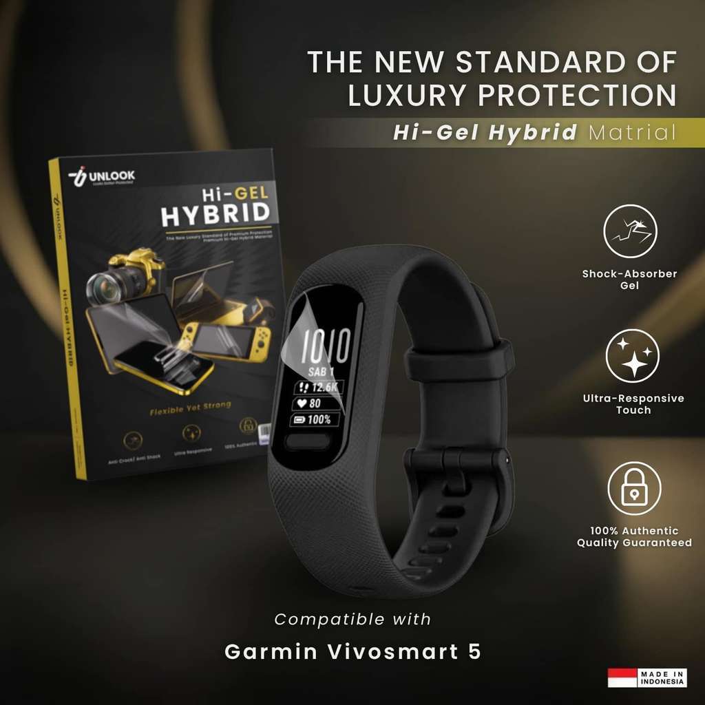 UNLOOK Hi-GEL HYBRID Hydrogel+ Screen Protector for Garmin Vivosmart 5 - Anti Bekas Jari Bebas Debu 