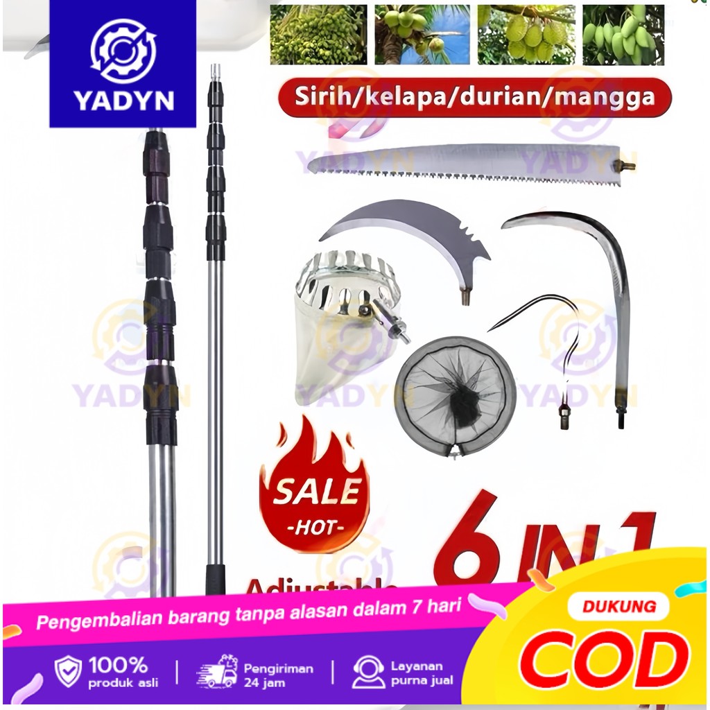 COD 6 Set 6M Alat Pemetik Buah Alat Berkebun Pemetik Buah Tongkat Teleskopik Jaring Buah Tongkat Pem