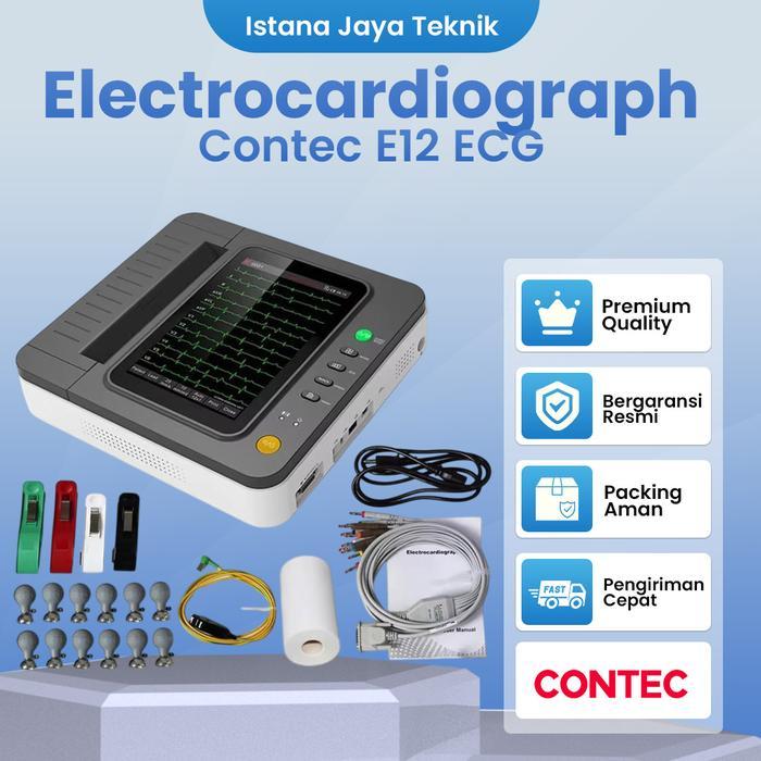 CONTEC E12 ECG Machine Electrocardiograph 10.1'' HD Touch LCD Display Portable 12 channel 12-lead In