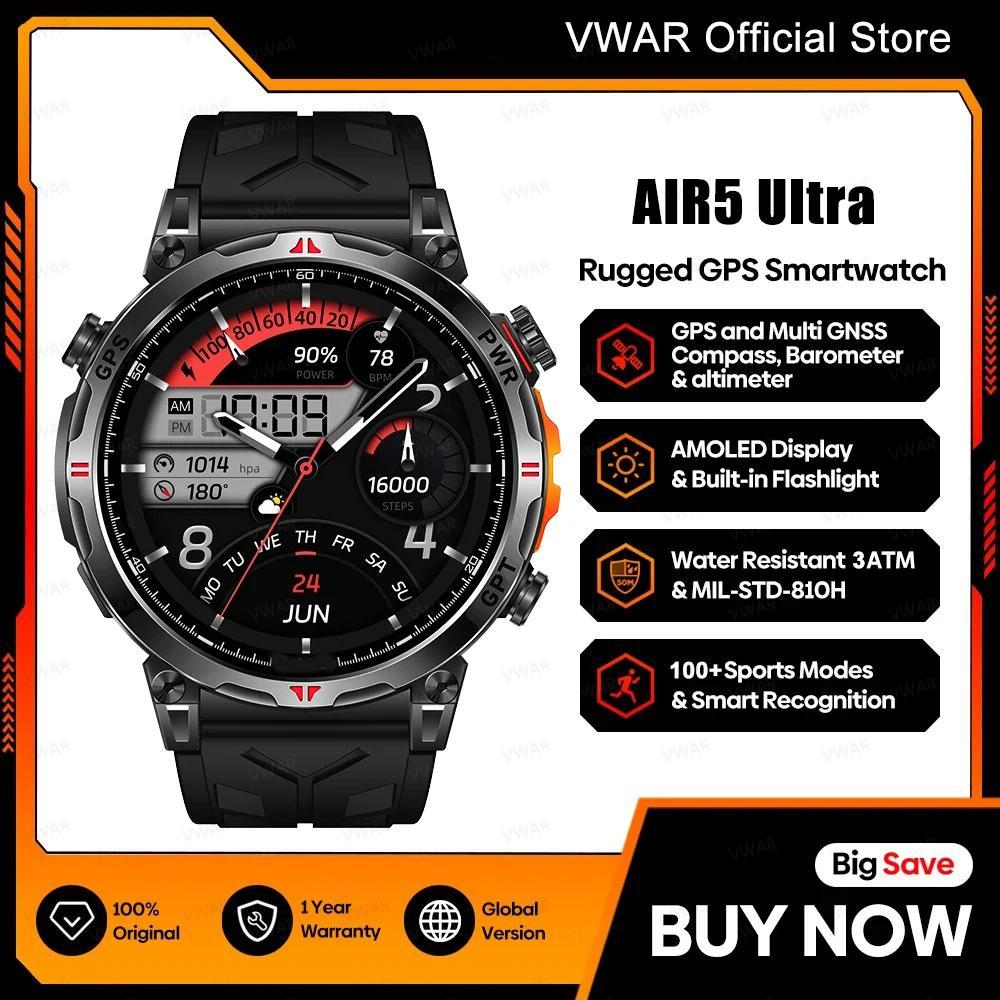 2025 New VWAR GPS Smartwatch 1.56" AMOLED Screen Compass Barometric Altimeter Voice Calling Smart Wa
