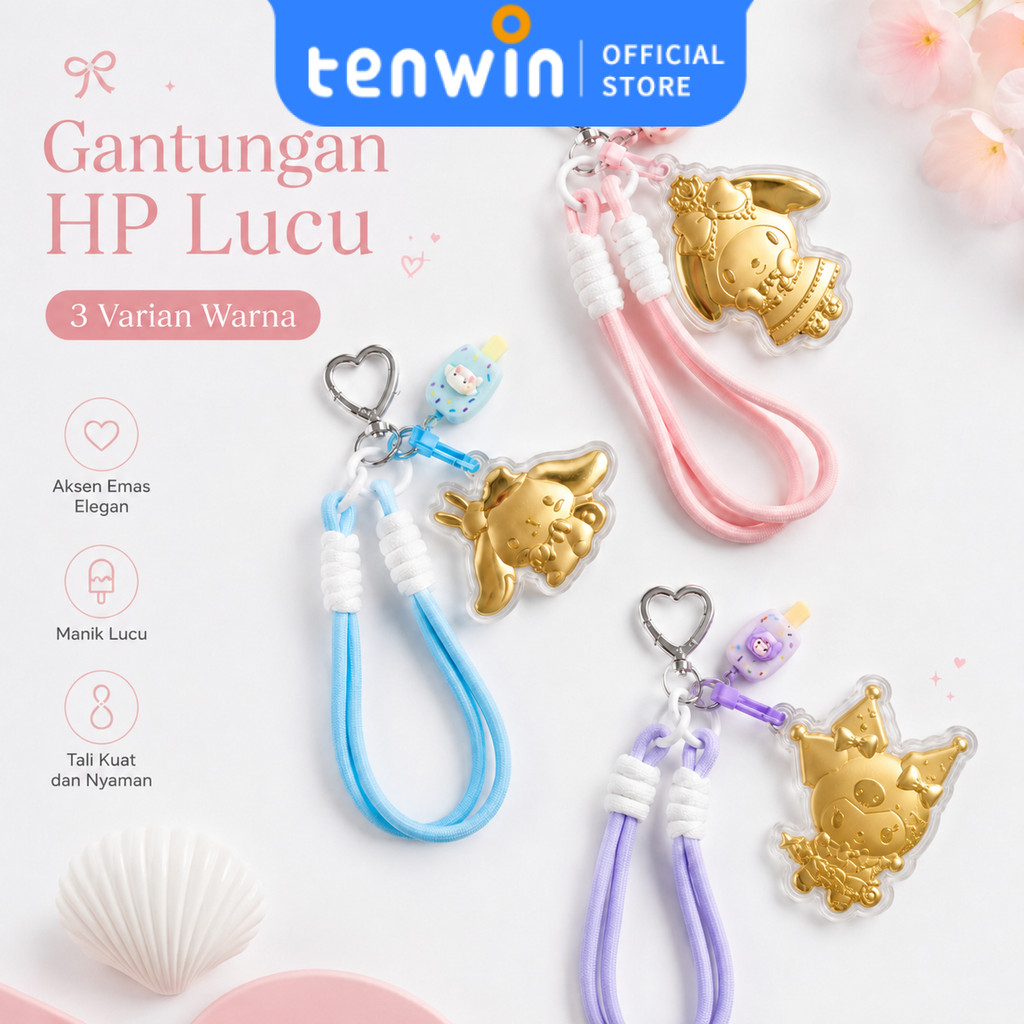 Gantungan Kunci Tas Karakter Kartun Imitasi Emas Lucu Tali HP Unik Hiasan Tas Gantungan Ponsel