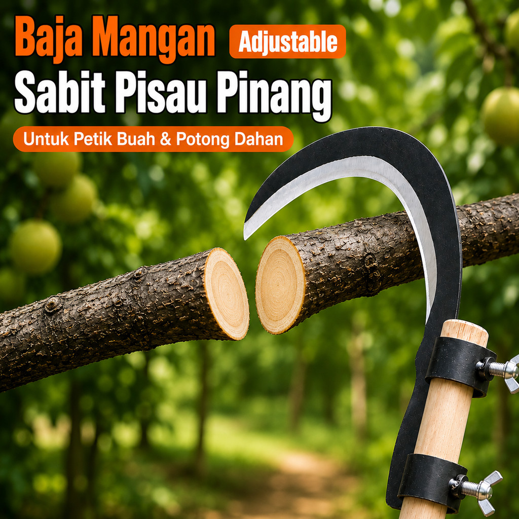 Sabit Pisau Pinang Baja Mangan Arit Kelapa Sawit Arit Serbaguna Petik Buah Potong Rumput Tinggi Daha