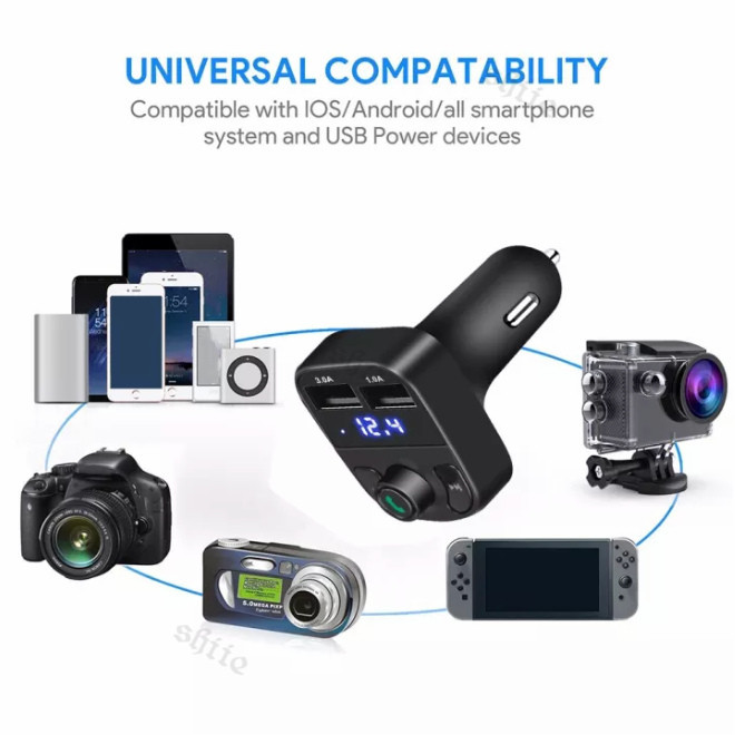 FM Transmitter Modulator Bluetooth MP3 Player Dual USB Car Charger Allison