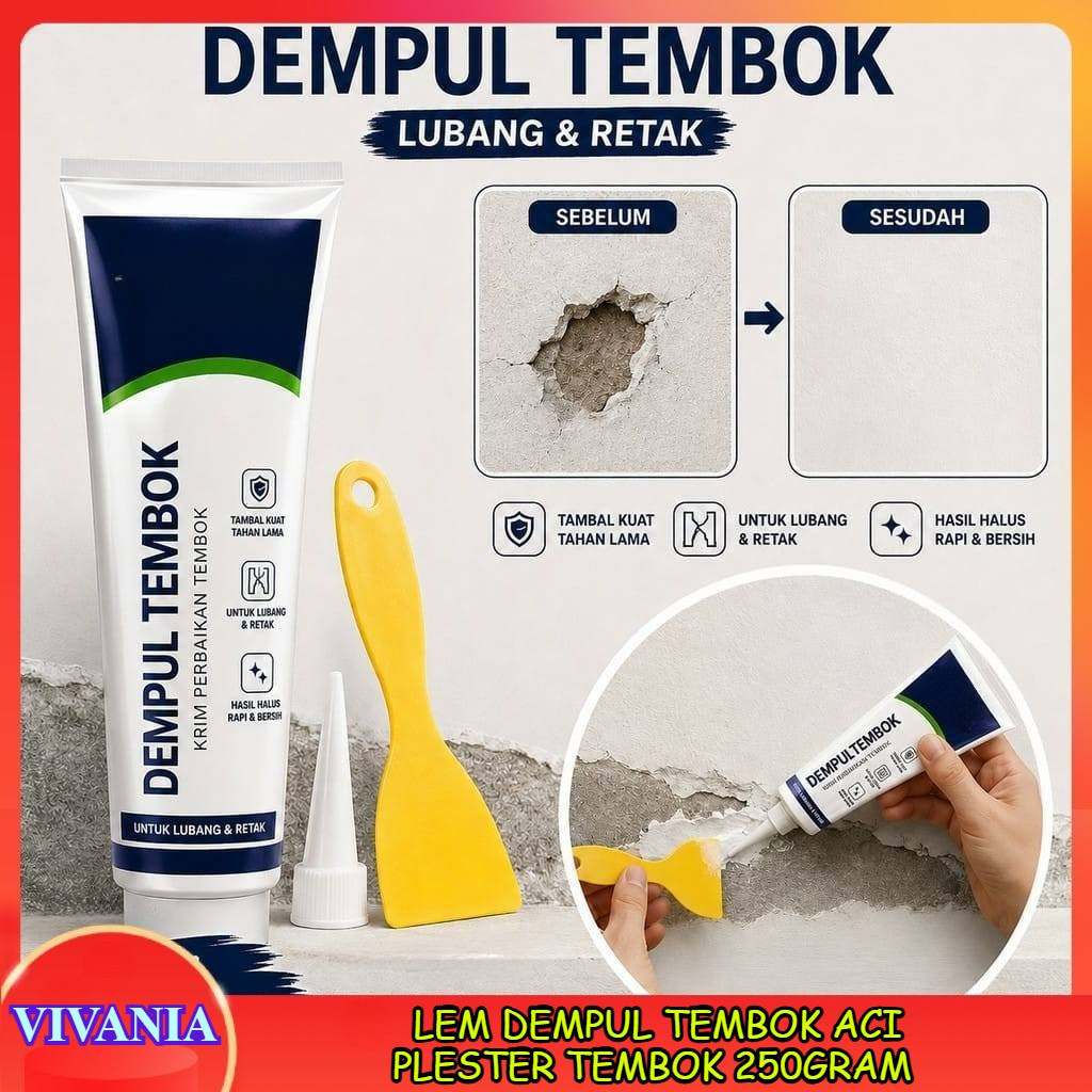 VIVANIA - LEM DEMPUL TEMBOK 250GRAM DEMPUL TEMBOK DEMPUL DINDING PELAPIS TEMBOK ACI PLESTER TEMBOK