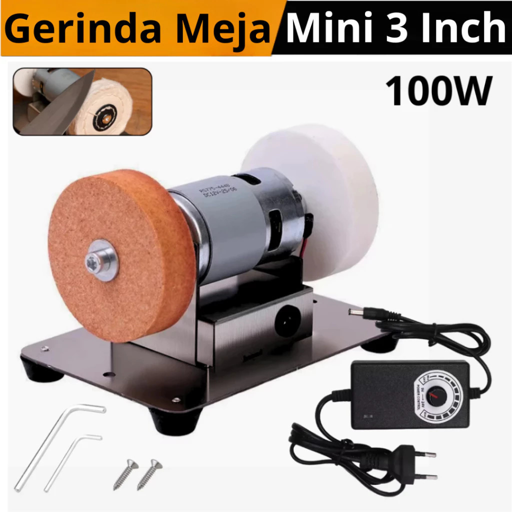 ALIANSHOP Mesin Gerinda Meja Mini Gerinda Duduk 3 Inch Gerinda Asah Portable 100 W