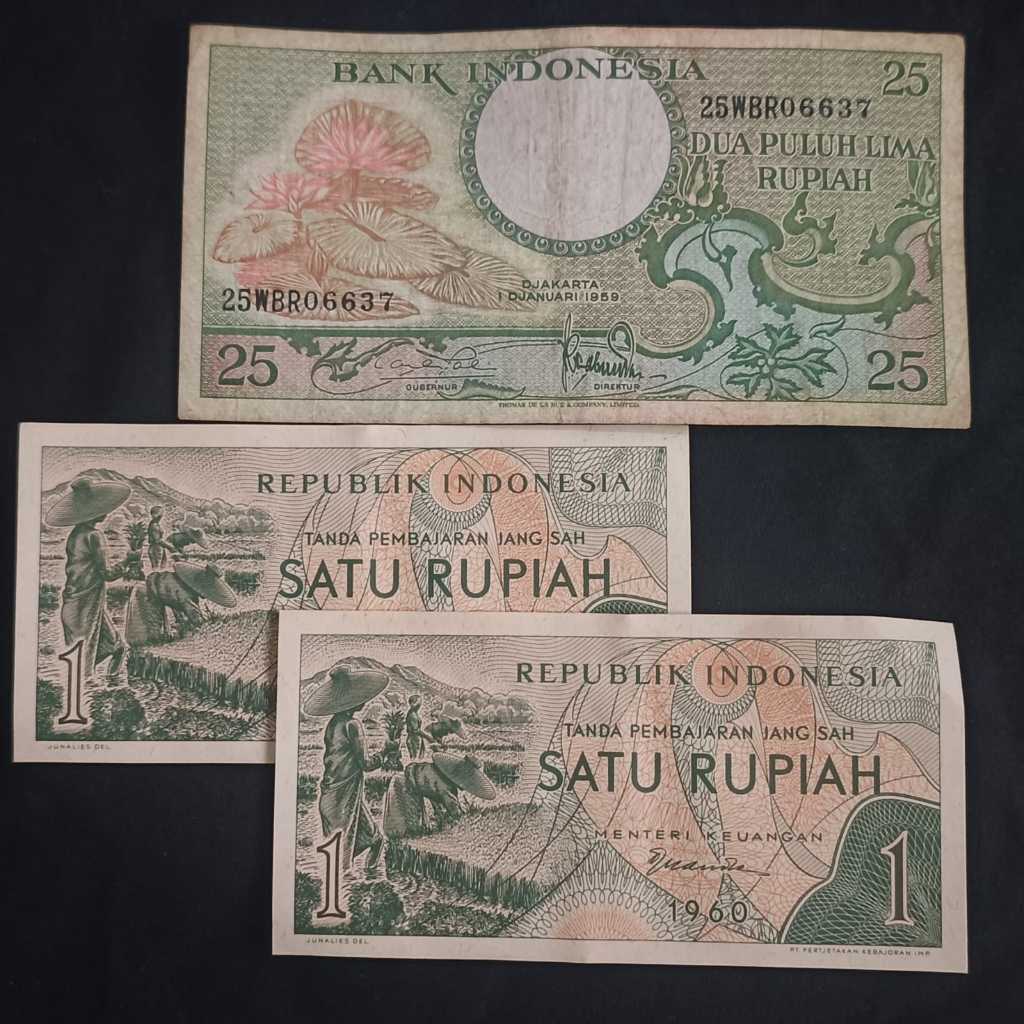 PAKET EKONOMIS SET 27 RUPIAH (25 dan 1 RUPIAH KERTAS ) KONDISI BEKAS/PERNAH DIPAKAI