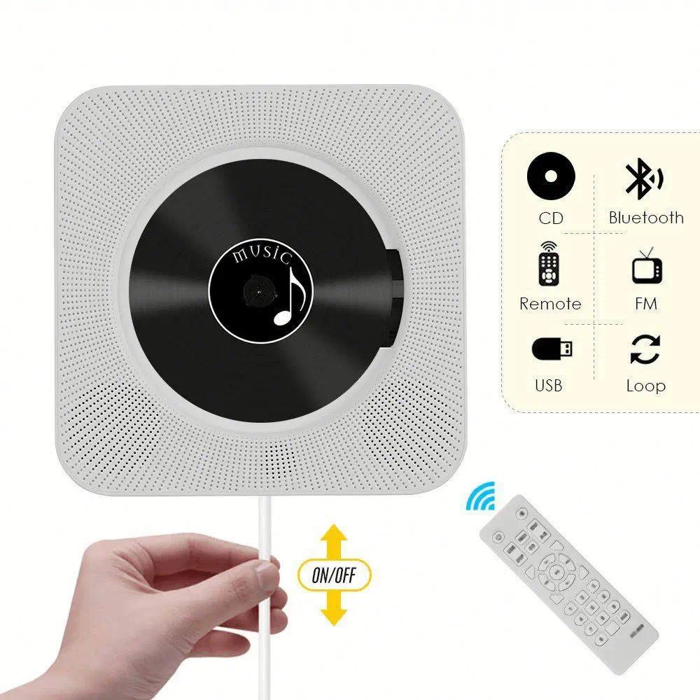 Portable CD Player Bluetooth Desktop Home Cassette Turntable with CD Music Multimedia VCD Player Lig