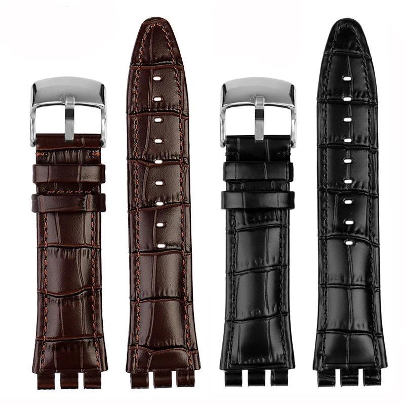 21mm Genuine Leather Watband for Swat Wat Belt Men's YVS423 YVS419 YVS413 YVS406 YVS400 YVS420 YVS43