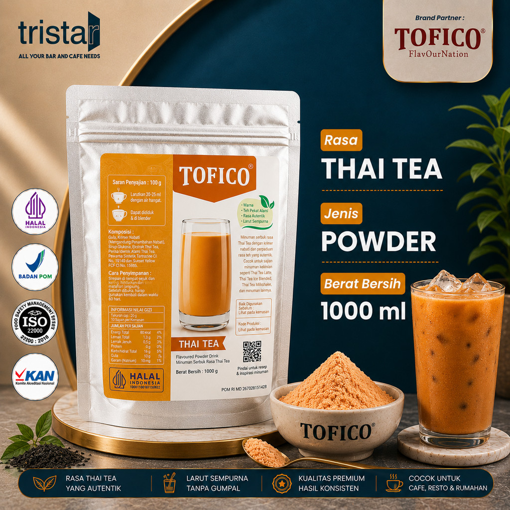 Tofico Powder ThaiTea 1kg - Bubuk Minuman Rasa ThaiTea Original Premium Quality 1000g