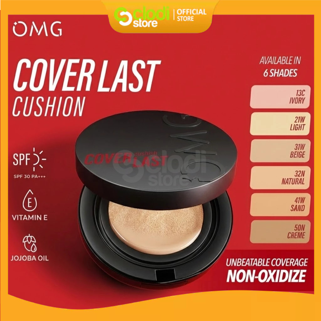 OMG Oh My Glam Coverlast Cushion 15g Cushion Foundation Skin Tint Make Up High Coverage Dewy Finish