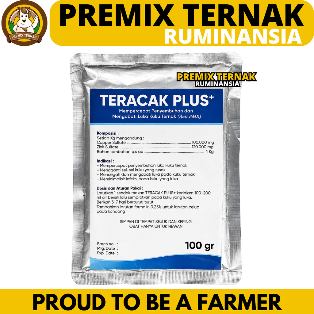 TERACAK PLUS 100 GRAM - Obat Luka kuku Sapi Kambing PMK - Obat Kuku Sapi Pincang Laminitis