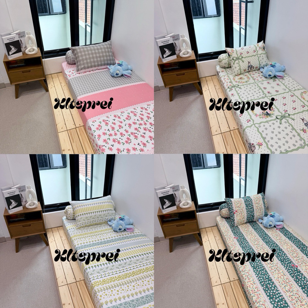 SPREI SET HOMEMADE MOTIF | SEPREI DOUBLE KARET ANTI GESER | SPREI AESTHETIC LUCU  #1