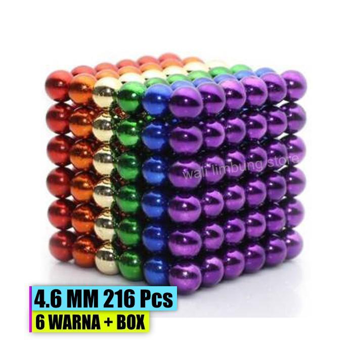 5mm Magnetic Ball Multicolor 216 Pcs Mainan Bola Magnet Warna 5mm Dimensi 4.6mm 6 Warna Dalam Box Al