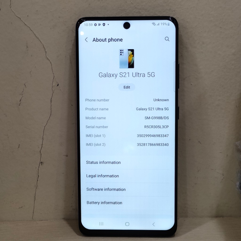 Samsung Galaxy S21 ultra 5G Ram 12/126 GB Inter (-4) Batangan No Charger 983347