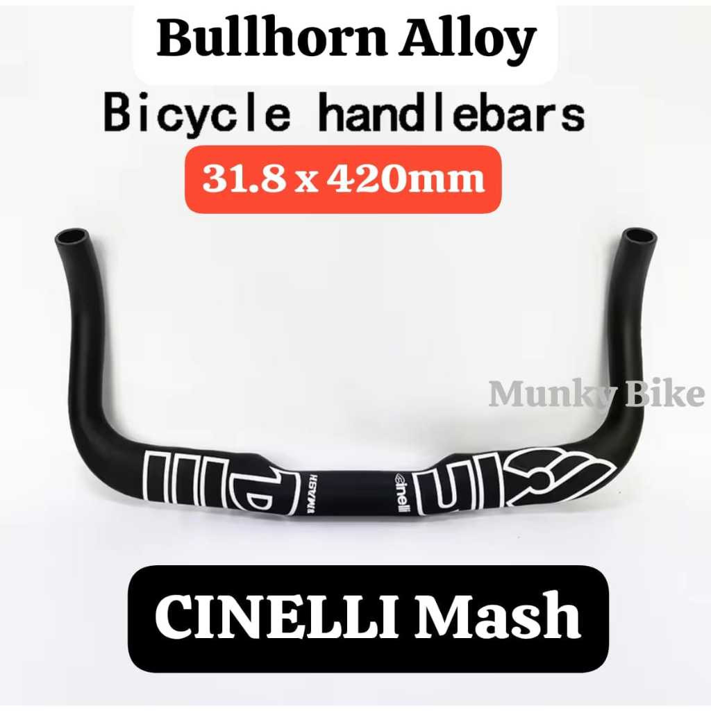 CINELLI Mash Stang Handlebar Bullhorn Bull horn Clamp 31.8mm OS Panjang 420mm Sepeda Fixie Seli Lipa