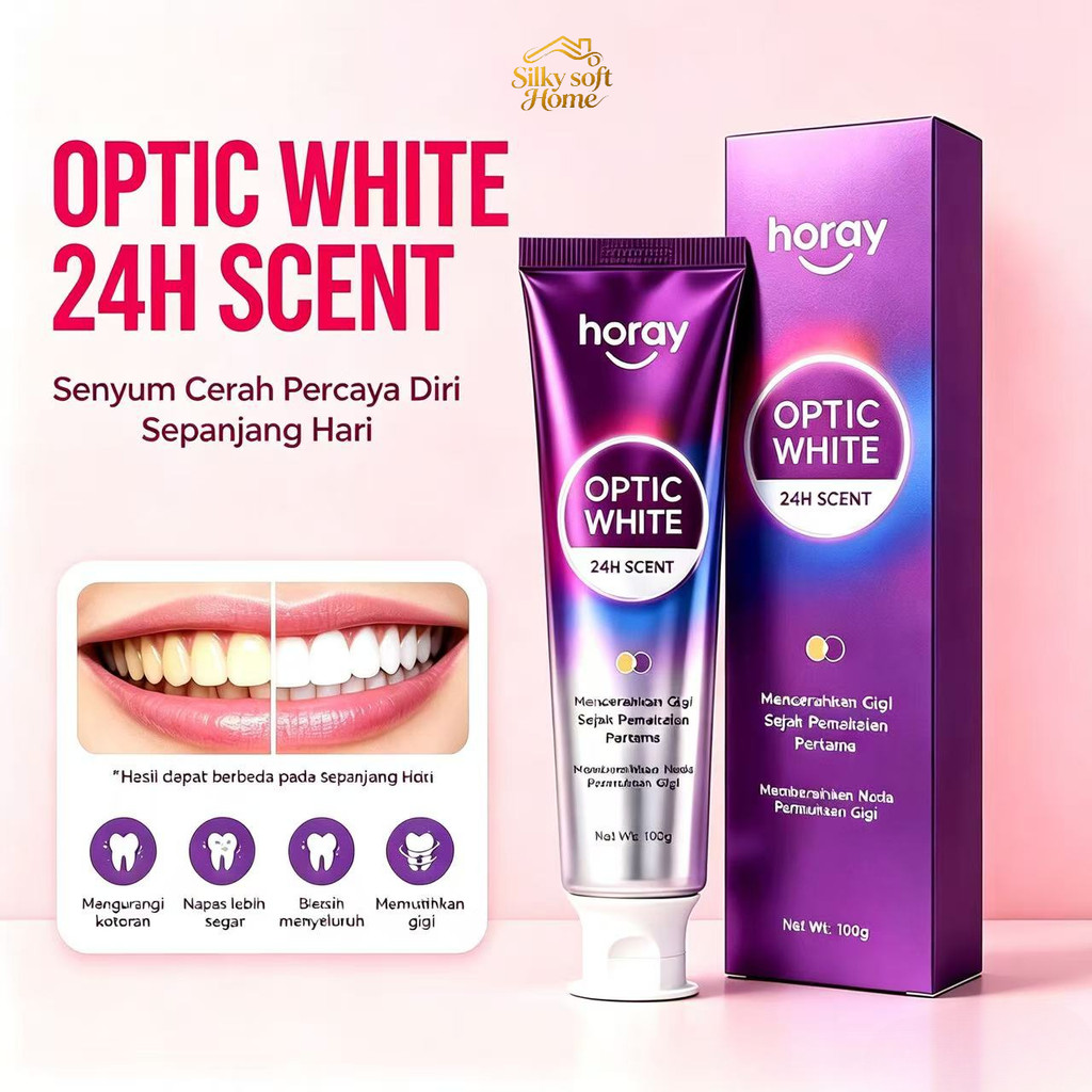 Silky OPTIC WHITE Pasta Gigi Pemutih Gigi 24H Scent Menghilangkan Noda Kopi Teh Rokok Napas Segar