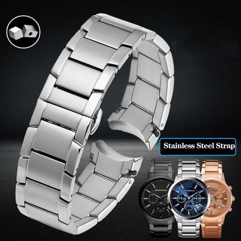 22mm Stainless Steel Watchband for Armani AR2447 AR2448 AR2434 AR2432 AR2433 Watch Strap Bracelet Bu