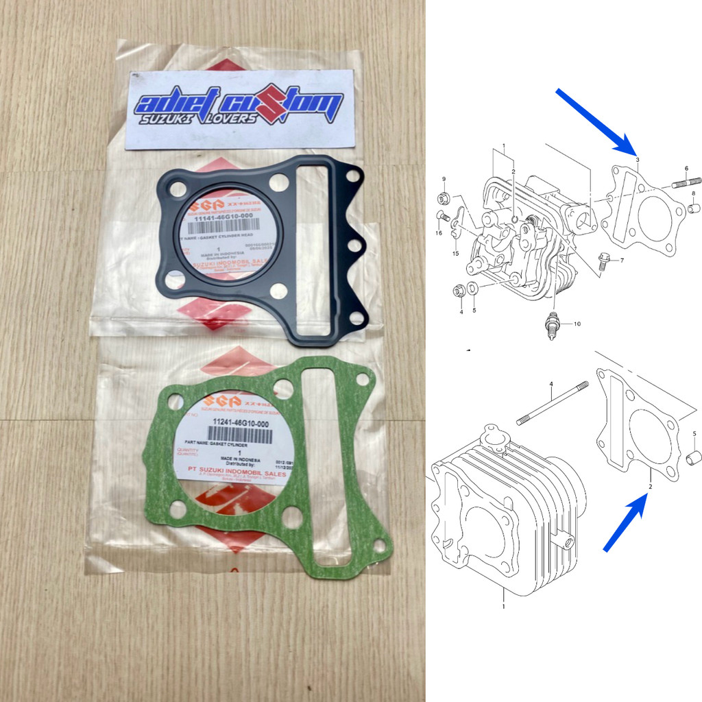 Gasket Paking Blok Head Blok Seher SKYWAVE SPIN HAYATE SKYDRIVE ORI SGP 11141-46G10 / 11241-46G10