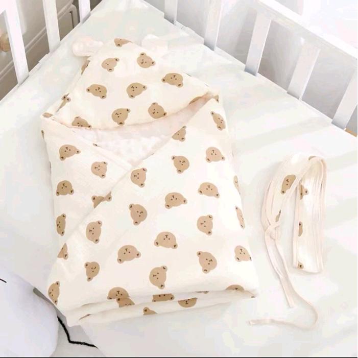 Selimut hoodie bayi 90x90 | selimut bayi - Bear Head