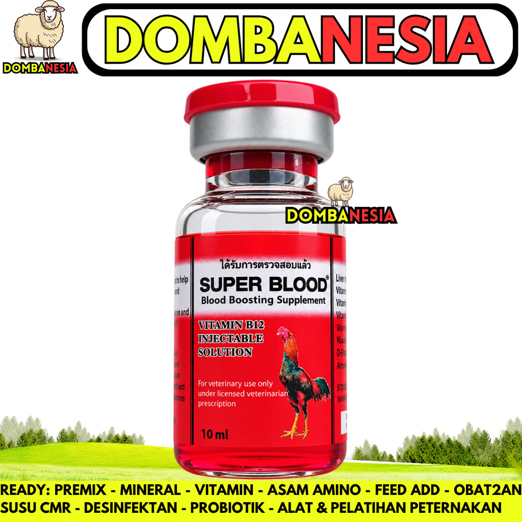 SUPER BLOOD 10ML - Vitamin Ayam Aduan Penambah Darah & Stamina Agresif Obat Ayam Pucat Laga Bangkok