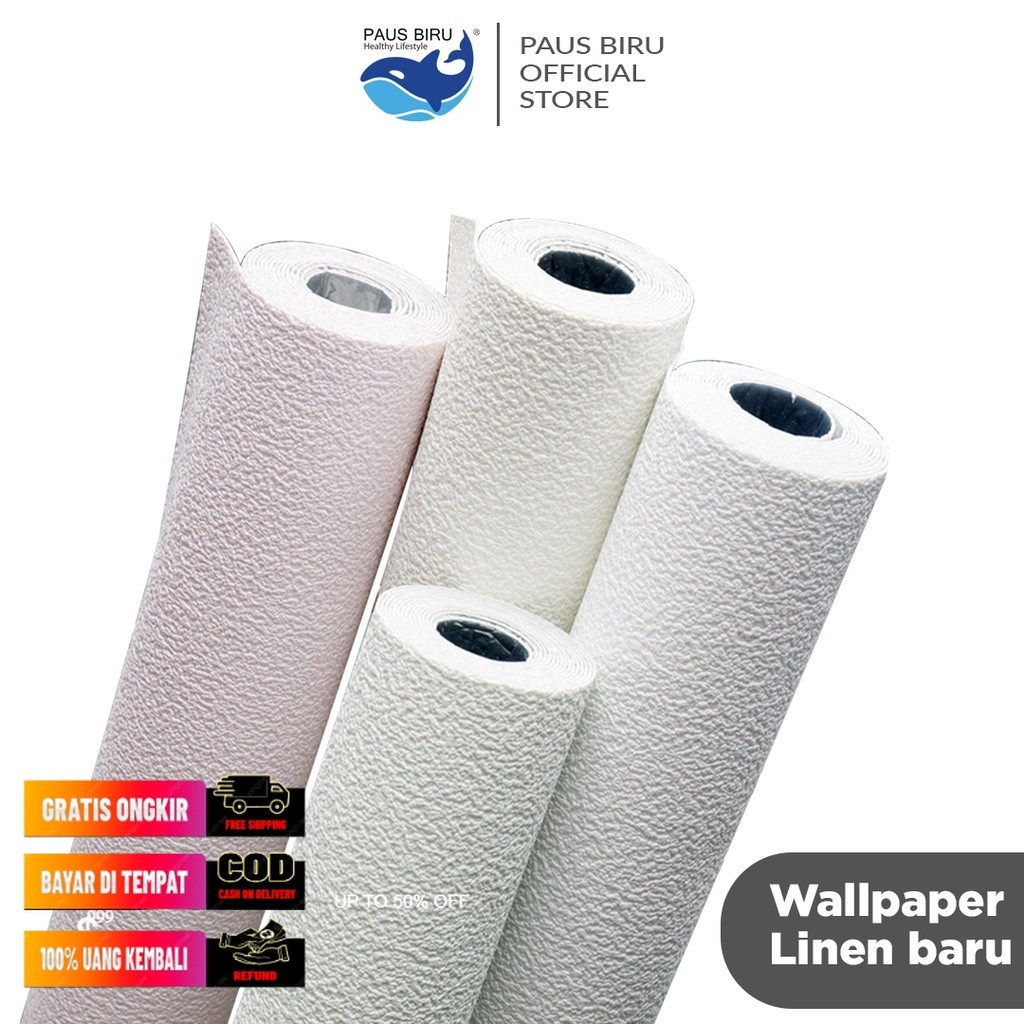 Paus Biru - Wallpaper Dinding Linen Roll Wallpaper foam Dekorasi Kamar wallpaper coral A12