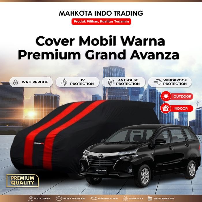 PROMO  Custom Body Cover Warna / Sarung Mobil / Penutup Mobil Warna Avanza - MerahListHitam, avanza 