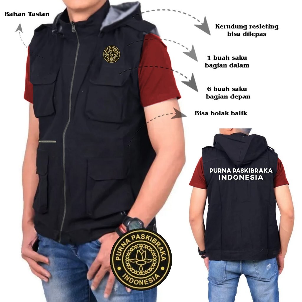 JAKET ROMPI KANTONG KEREN PURNA PASKIBRAKA - JAKET DISTRO KEREN-JAKET CUSTOM SABLON PURNA PASKIBRAKA