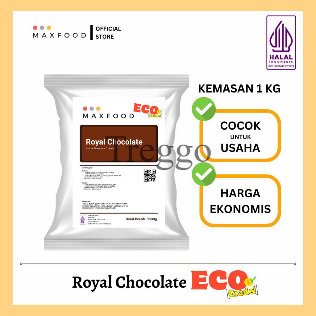 

Promo MAXFOOD - [ECO] Royal Chocolate Powder / Minuman Bubuk Rasa Royal Coklat Milkshake Ekonomis 1 KG