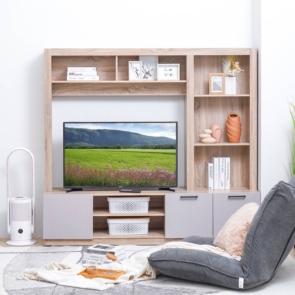 Informa Hampshire Set Lemari Tv - Cokelat Oak Entertainment Centre Cabinet Meja Rak Tv Rack Televisi