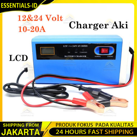 Charger Aki Mobil Motor 12V-24V 10A/ Charger Aki Portable 12V-24V 10A Mobil dan Motor LCD Indicator 