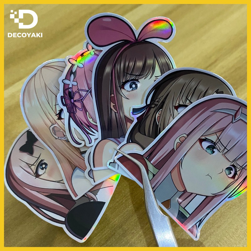 Sticker Hologram Anime Ngambek, Sticker Anime Hologram Ngambek