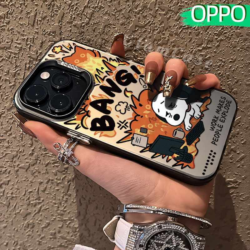 Lucu Snoopy Glossy Hologram PC Case OPPO A18 A57 A16 A15 A17 A60 A3x A3s A5s A54 A53 A12 A31 A58 A1K