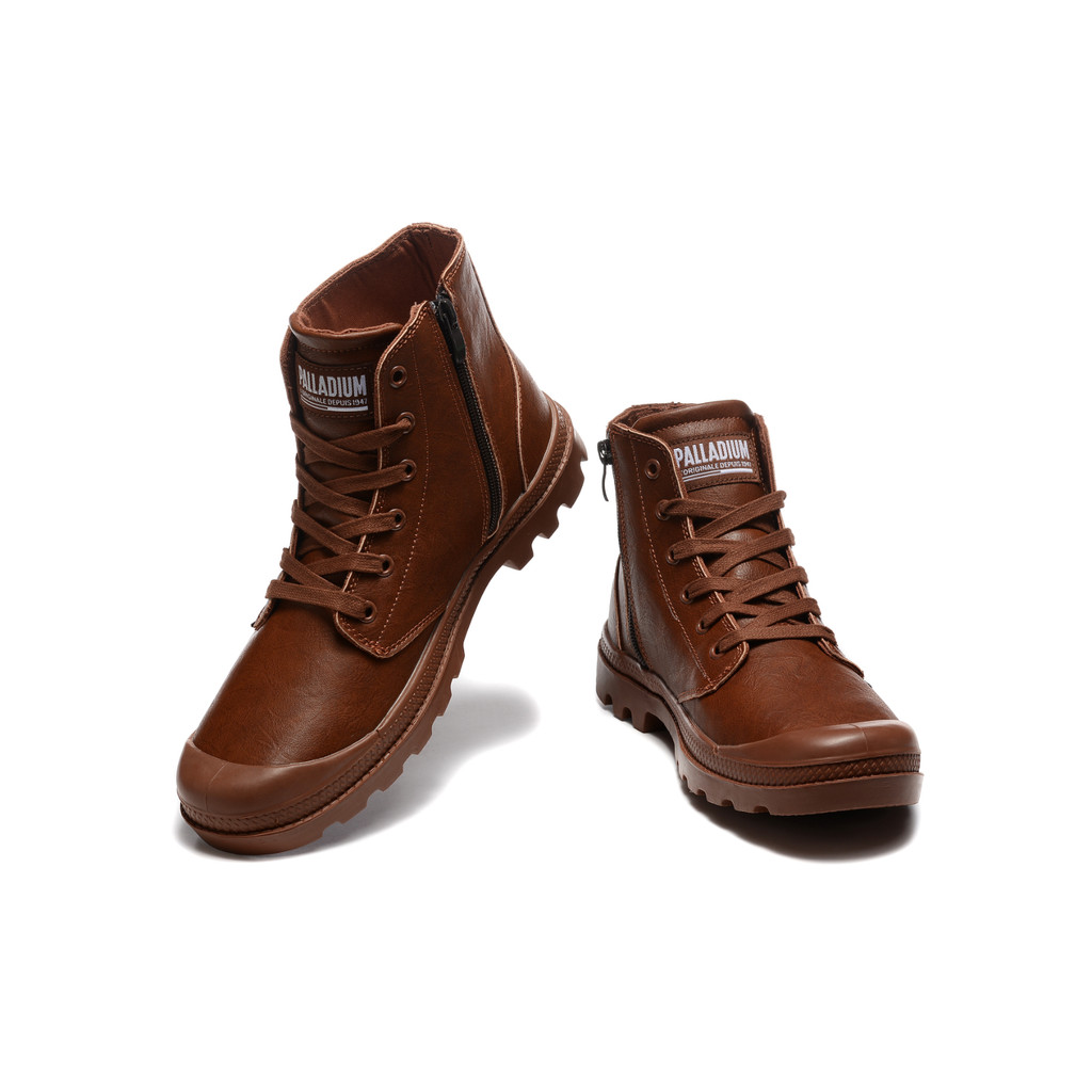 2025 New PALLADIUM Pampa Men Women Soldiers Boots Leather Zipper Ankle Boots Outdoor Dual Purpose Wa