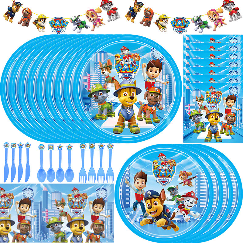Paw Patrol Decoration For Birthday Paw Patrol Party Supplies Set Tableware Napkins Plates Balloons D