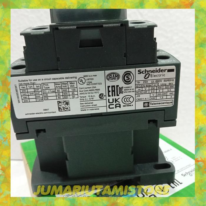 kontaktor schneider lc1d09m7 3p 25a 220vac/kontaktor 3p 25a 220vac/380vac original produk - coil 380
