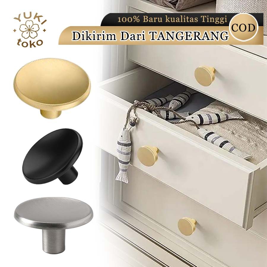 Knob Gagang Lemari Laci Gold, Handle Tarikan Pintu Bulat Knob Laci Minimalis